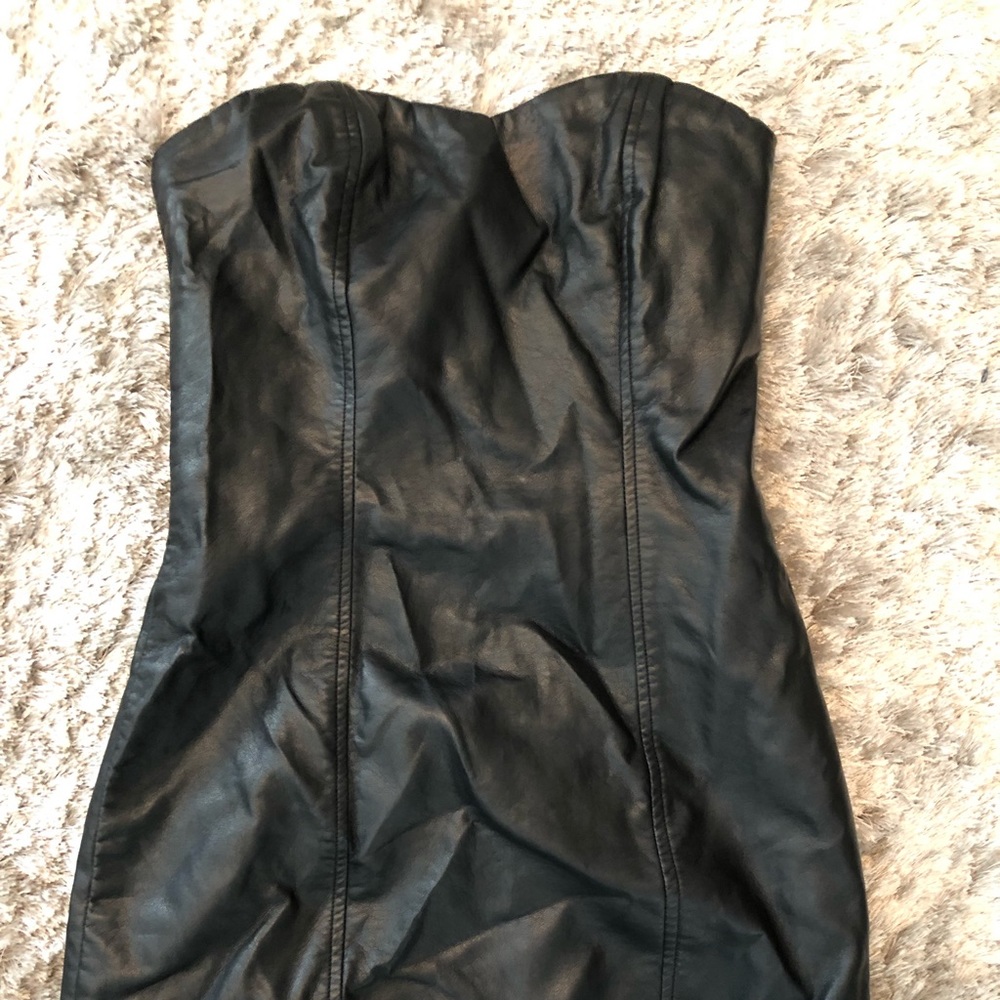 Faux leather mini dress
